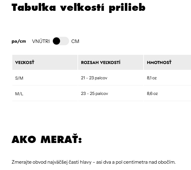 Velkostna tabulka 